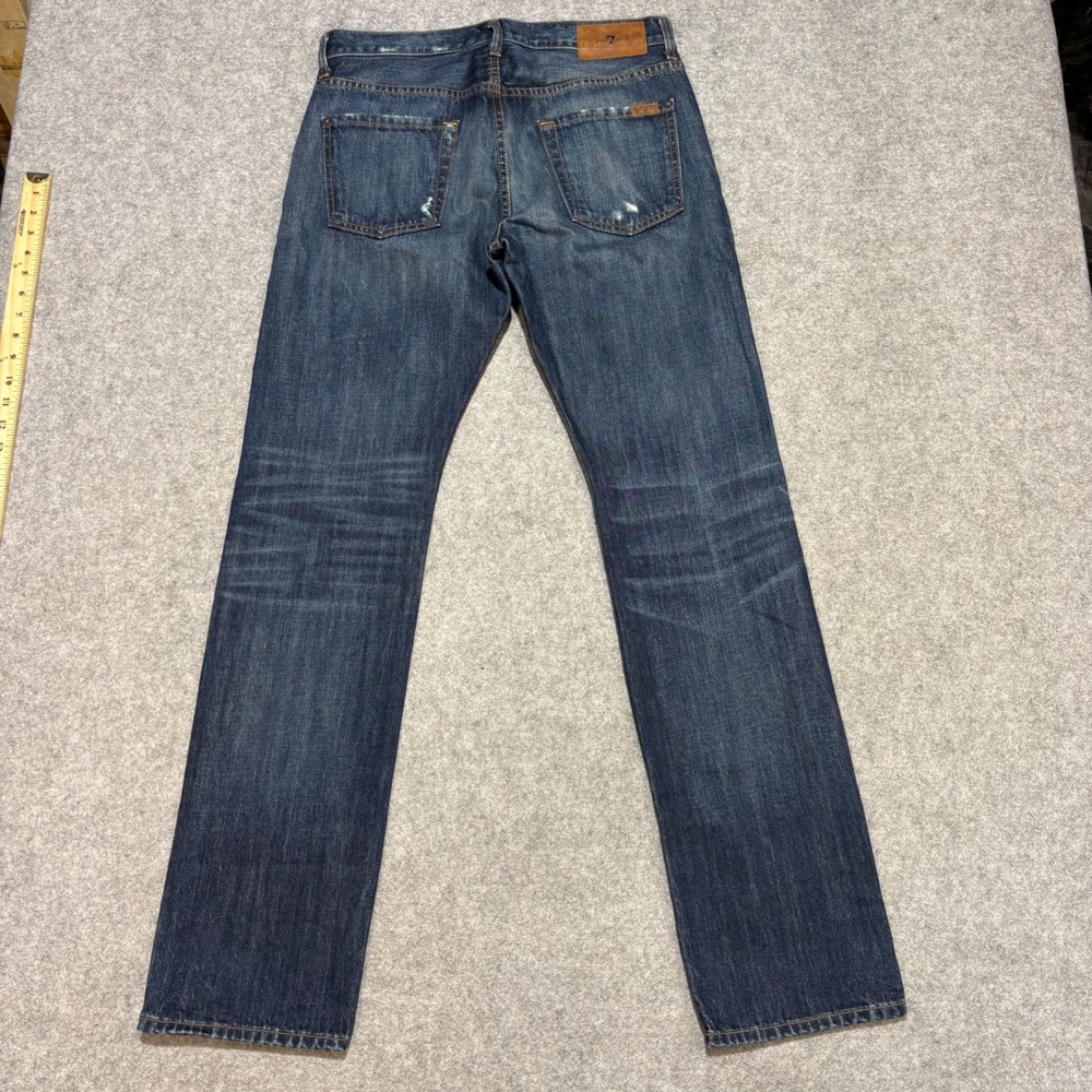 7 For All Mankind The Straight Mens Distressed Jeans Blue Wash Size 30